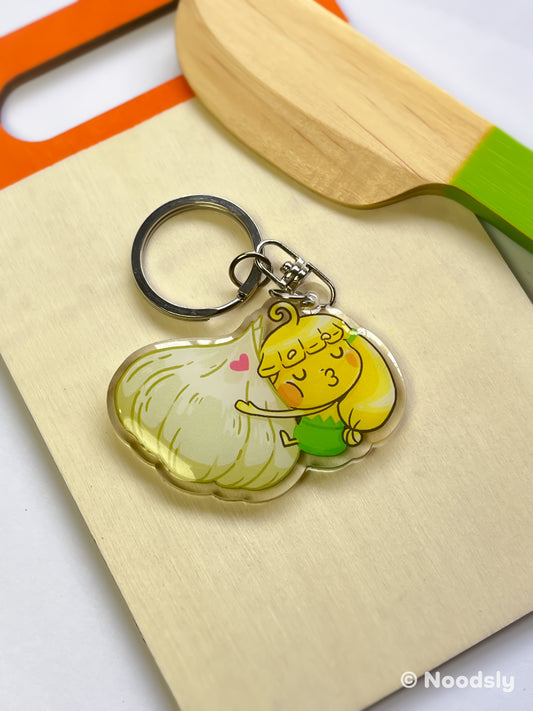 Adorable Noodsly Garlic Acrylic Keychain - Carry Your Charm Everywhere!